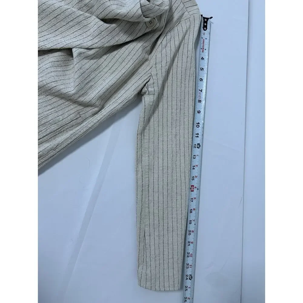 Lagenlook Linen Jacket Assymetrical Moto Striped Size‎ Medium Women's BlankNYC